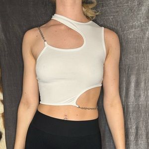 White chain crop top